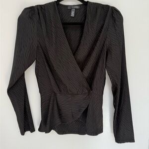 Aqua Black Wrap Blouse